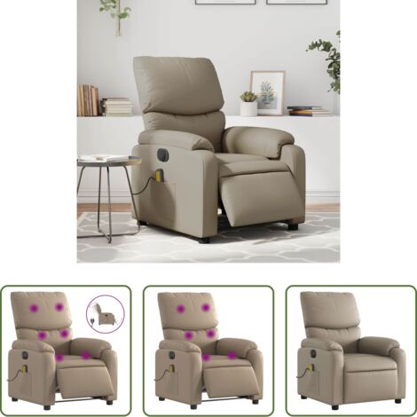 Masaje eléctrico -  Sillón reclinable de masaje eléctrico cuero sintético capuchino