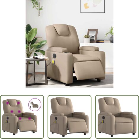 Masaje eléctrico -  Sillón reclinable de masaje eléctrico cuero sintético capuchino