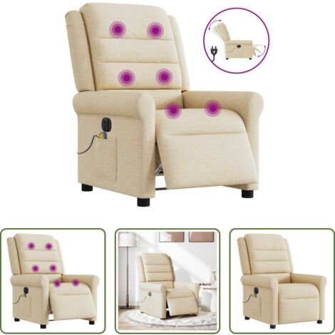 Masaje eléctrico -  Sillón reclinable de masaje eléctrico tela color crema