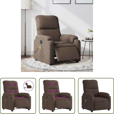 Masaje eléctrico -  Sillón reclinable de masaje eléctrico tela de microfibra marrón