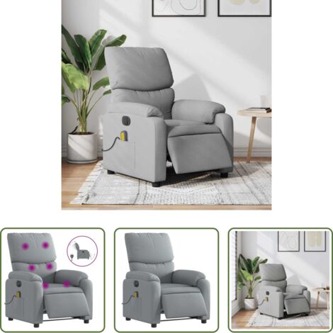 Masaje eléctrico -  Sillón reclinable de masaje eléctrico tela gris claro