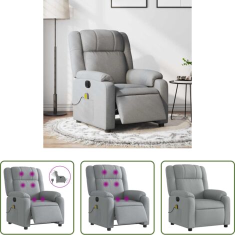 Masaje eléctrico -  Sillón reclinable de masaje eléctrico tela gris claro