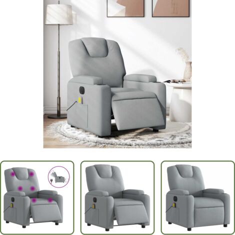 Masaje eléctrico -  Sillón reclinable de masaje eléctrico tela gris claro