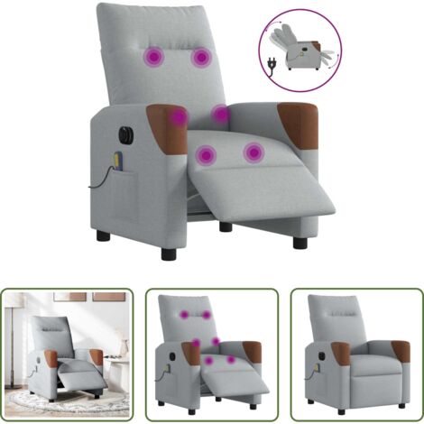 Masaje eléctrico -  Sillón reclinable de masaje eléctrico tela gris claro
