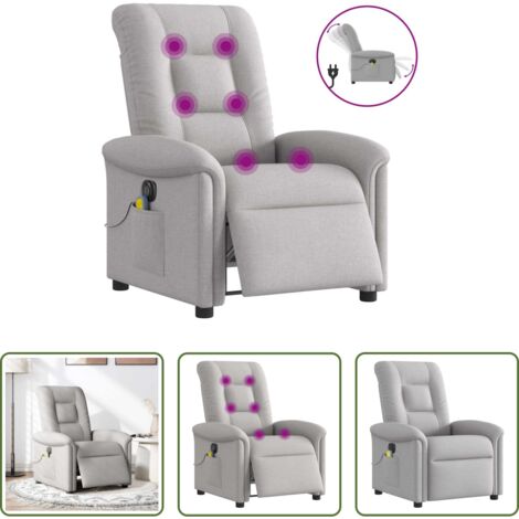 Masaje eléctrico -  Sillón reclinable de masaje eléctrico tela gris nube