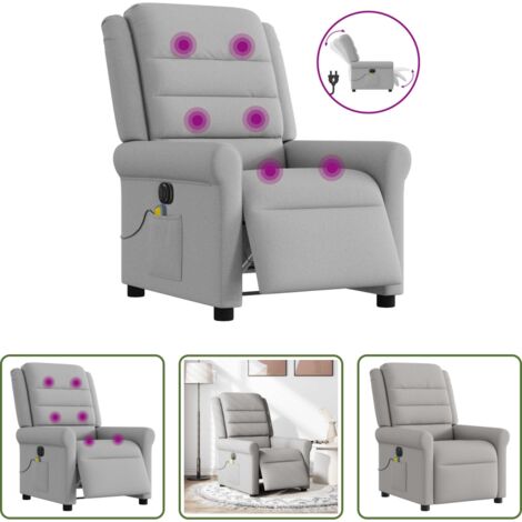 Masaje eléctrico -  Sillón reclinable de masaje eléctrico tela gris nube