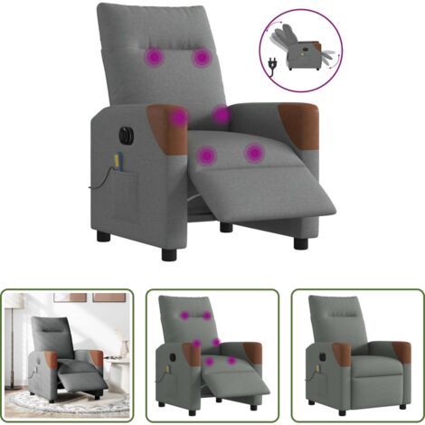 Masaje eléctrico -  Sillón reclinable de masaje eléctrico tela gris oscuro