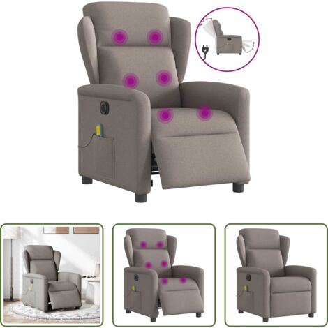 Masaje eléctrico -  Sillón reclinable de masaje eléctrico tela gris taupe