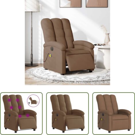 Masaje eléctrico -  Sillón reclinable de masaje eléctrico tela marrón