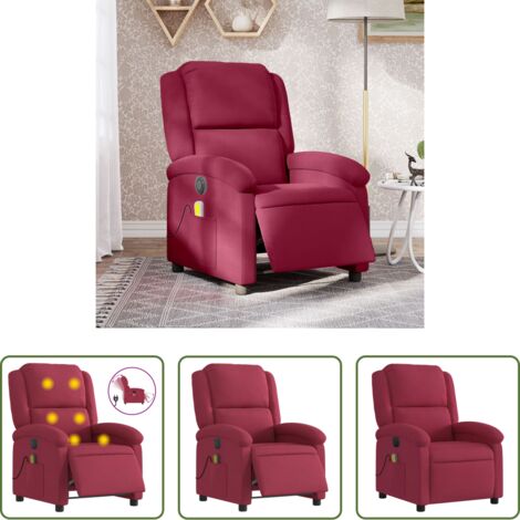 Masaje eléctrico -  Sillón reclinable de masaje eléctrico terciopelo rojo tinto