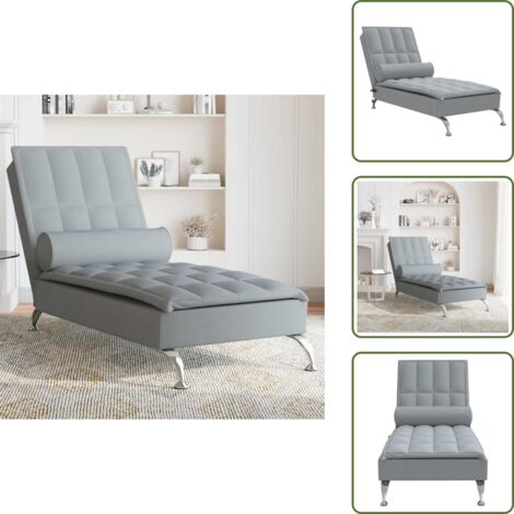 Masaje en casa - vidaXL Sofá diván de masaje con cojín de tela gris claro - Sofá de jardín