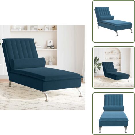 Masaje en casa - vidaXL Sofá diván de masaje con cojín de terciopelo azul - Sofá de jardín