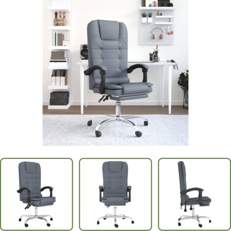 Masaje en silla -  Silla de oficina reclinable con masaje terciopelo gris oscuro