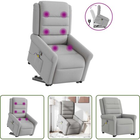 Masaje reclinable -  Sillón de masaje reclinable de pie de tela gris nube