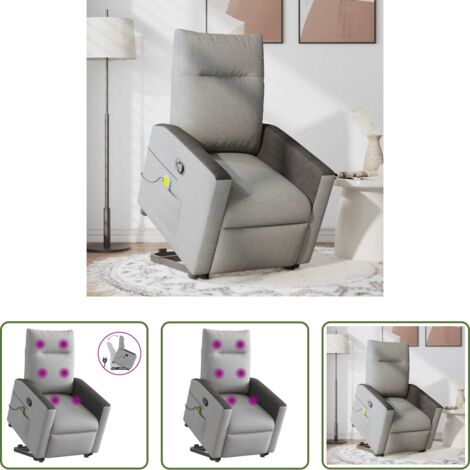 Masaje reclinable -  Sillón de masaje reclinable de pie de tela gris nube