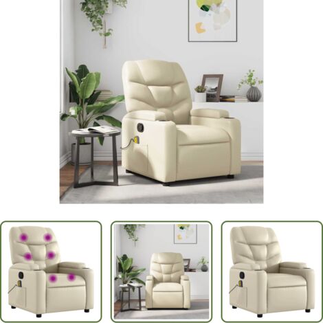 Masaje -  Sillón reclinable de masaje cuero sintético crema
