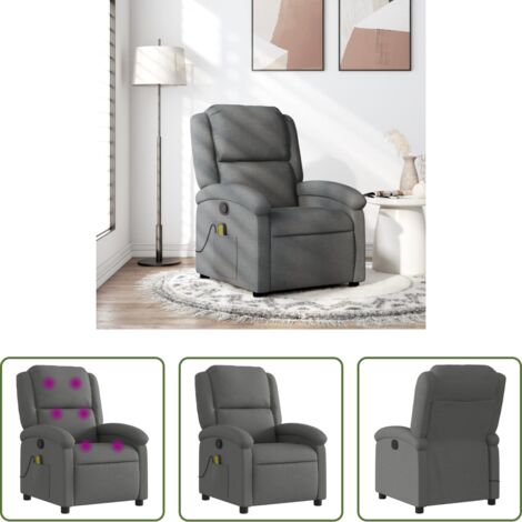 Masaje -  Sillón reclinable de masaje de tela gris oscuro