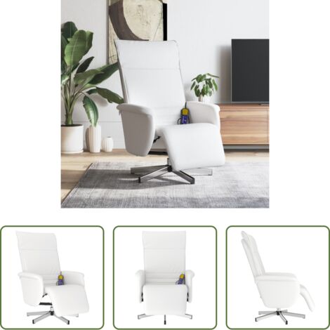 Masaje -  Sillón reclinable masaje con reposapiés cuero sintético blanco