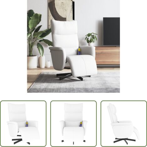 Masaje -  Sillón reclinable masaje con reposapiés cuero sintético blanco