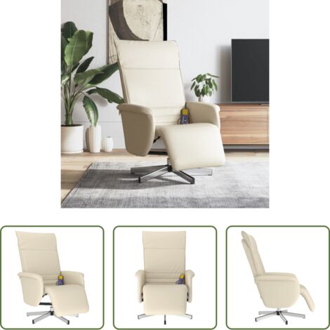 Masaje -  Sillón reclinable masaje con reposapiés cuero sintético crema