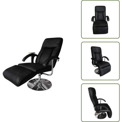 Masaje térmico - vidaXL Sillón de masaje de cuero sintético negro - Silla de masaje para relajación