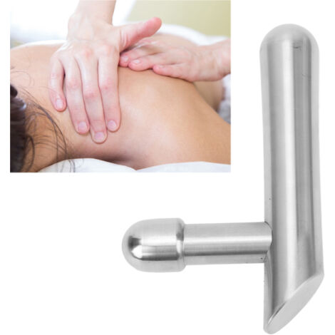 Masajeador en forma de T de acero inoxidable para puntos gatillo y masaje de tejido profundo – para espalda, hombros, brazos y piernas – 423 g con estuche incluido
