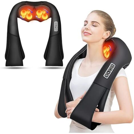 Masajeador Shiatsu AERLANG para Cuello y Espalda, Alivio Profundo con Calor, Cojín Eléctrico para Masaje, Regalo Perfecto para Papá
