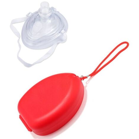 Máscara de reanimación cardiopulmonar (RCP) para adultos y niños con válvula unidireccional, estuche rígido y correa de muñeca