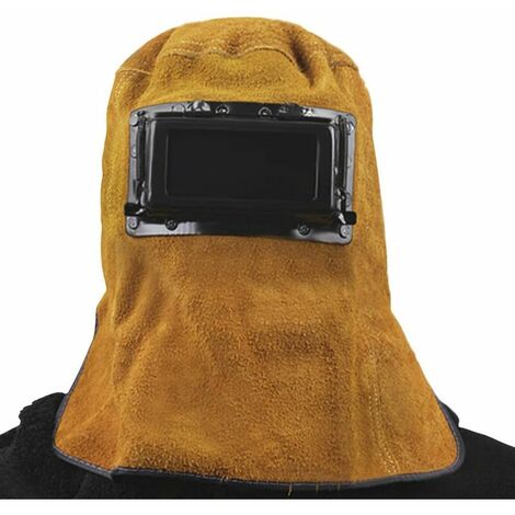 Máscara de soldadura Casco de soldador con capucha Capucha protectora de cuero Máscara cómoda con gafas Protección ocular y facial