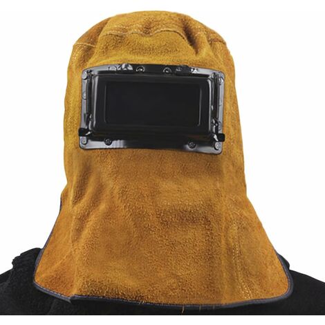 Máscara de soldadura Casco de soldadura en forma de capucha Máscara protectora de cuero Máscara cómoda con gafas Protector de ojos y cara