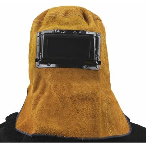Máscara de soldadura Casco de soldadura en forma de capucha Máscara protectora de cuero Máscara cómoda con gafas Protector de ojos y cara