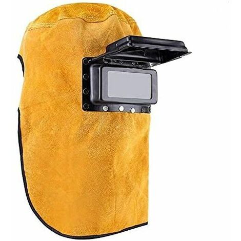 Máscara de soldadura cómoda de cuero, máscara de trabajo de capucha de casco de soldadura Máscara protectora de casco de soldadura transpirable resistente al calor duradero