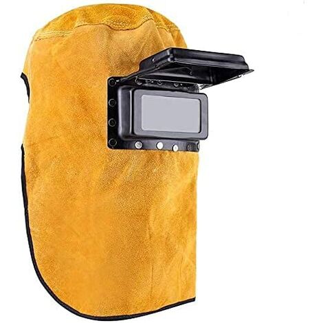 Máscara de soldadura cómoda de cuero, máscara de trabajo de capucha de casco de soldadura Máscara protectora de casco de soldadura transpirable resistente al calor duradero