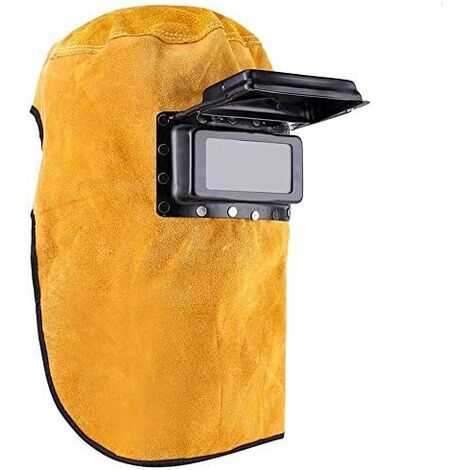 Máscara de soldadura cómoda de cuero, máscara de trabajo de capucha de casco de soldadura Máscara protectora de casco de soldadura transpirable resistente al calor duradero