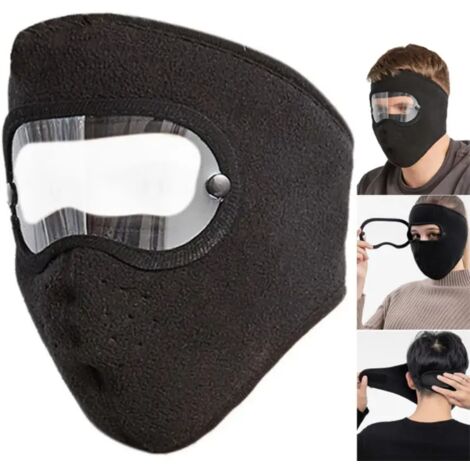 Máscara facial completa, a prueba de viento, a prueba de polvo, transpirable, para ciclismo y esquí, protección ocular antivaho HD, protección de capucha, gorro cálido de invierno.