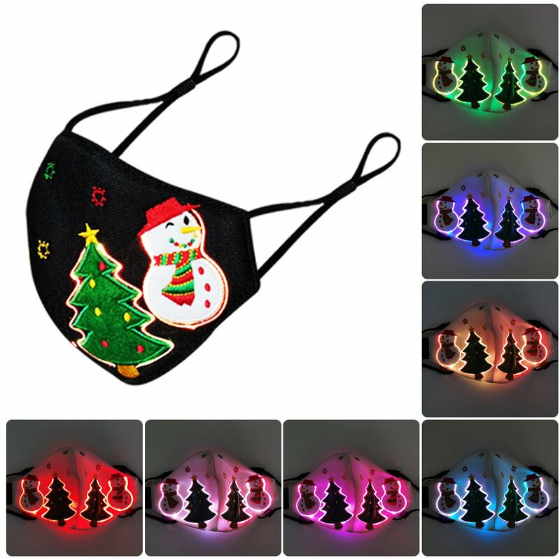 

Mascara luminosa LED Mascaras de luz navidena 7 colores 4 modos de luz USB recargable a prueba de polvo Proteccion diaria Control de voz Cubiertas de