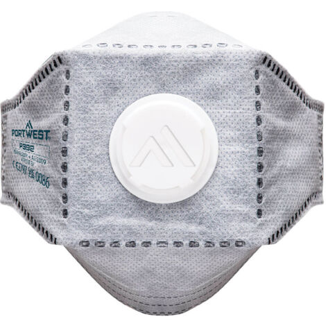 Máscara respiratoria Eagle FFP3 plana flexible de carbón con válvula (paquete de 10 piezas) - Blanco - Portwest