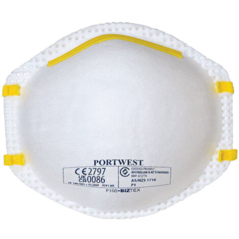 Mascarilla contra polvo y nieblas con clip nasal ajustable FFP1 P100 (pack 20)