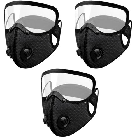 Mascarilla deportiva de 3 piezas con válvulas de exhalación, mascarilla deportiva antipolvo de protección personal ajustable.
