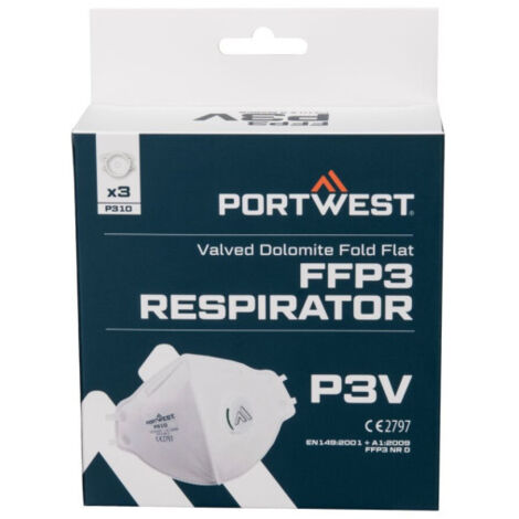 Mascarilla Dolomite plegable con válvula FFP3 (Pack 3) P310