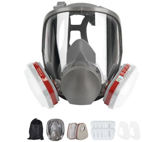 Mascarilla facial completa reutilizable 15 en 1 con 10 filtros reemplazables, mascarilla facial completa para pintar y trabajar con polvo, mascarilla de seguridad de protección completa.