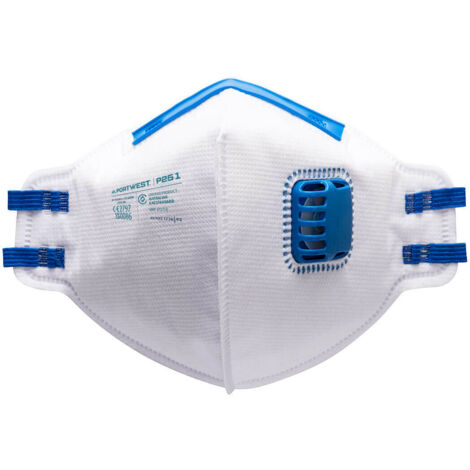 Mascarilla FFP2 Plegada Plana con Válvula - Pack de 20 / Blanco