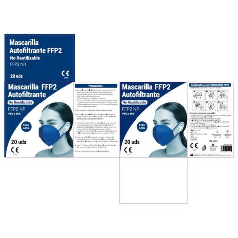 mascarilla finstock ffp2 azul plegable envasadas individualmente