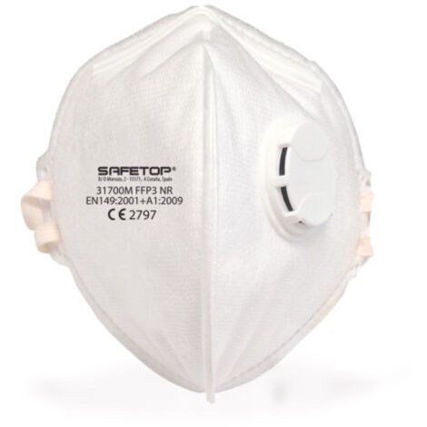 Mascarilla plegable vertical con válvula FFP3 NR contra polvos tóxicos SAFETOP
