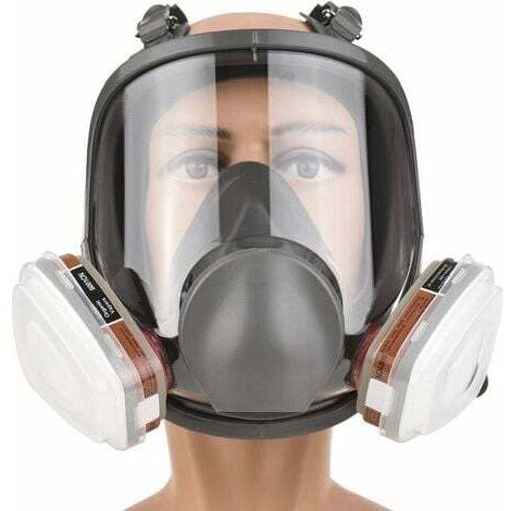 Mascarilla Respiratoria, Kit de Mascarilla de Protección Respiratoria Reutilizable, Anti Polvo, Mascarilla Química Anti Gas con Gafas Protectoras para Trabajos de Pintura, Lijado de Bricolaje