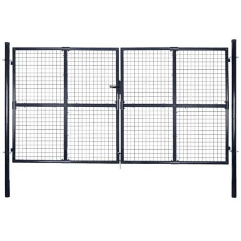 Maschen-Gartentor verzinkter Stahl 300 x 175 cm Grau