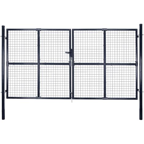 Maschen-Gartentor verzinkter Stahl 300 x 200 cm Grau