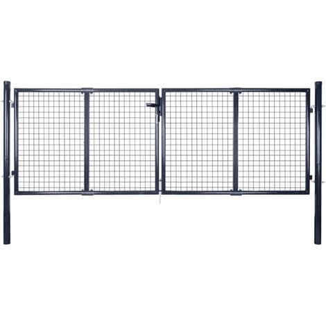 Maschen-Gartentor verzinkter Stahl 300 x 75 cm Grau