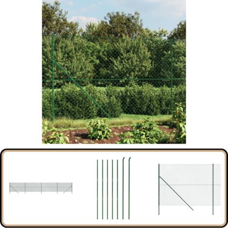 Maschendrahtzaun Grün 1,6x10 m - Maschendrahtzaun - Gartenzaun - Sicherheitszaun - Viehzaun - Hundezaun