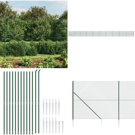 Maschendrahtzaun mit Bodenhülsen Grün 1,8x25 m - Maschendrahtzaun - Gartenzaun - Sicherheitszaun - Hundezaun - Viehzäune - Home & Living